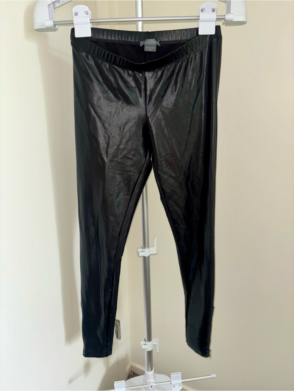 Armani Exchange Black Faux Leather-Effect Kids Leggings